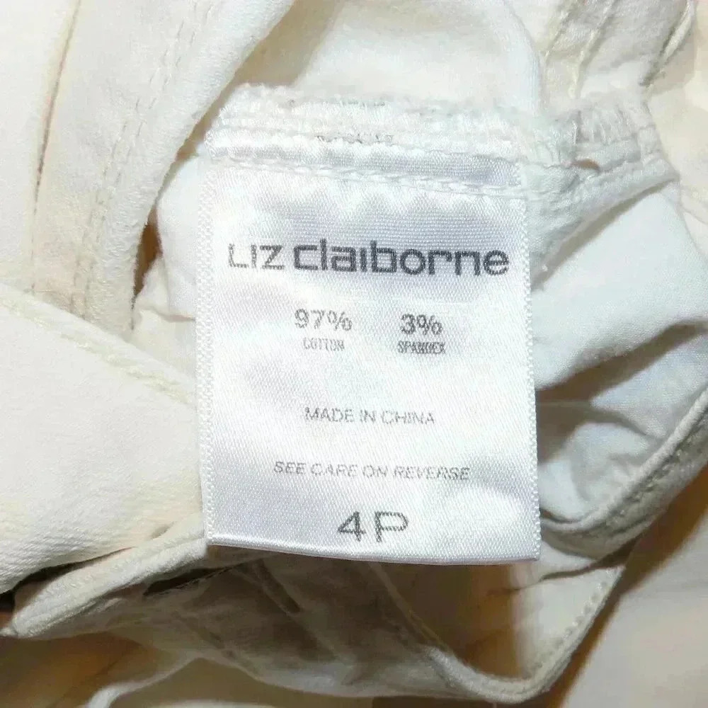Liz Claiborne Skinny Boyfriend, White jean, Size 4P - Picture 9 of 9